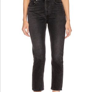 AGOLDE double pocket riley high rise straight crop